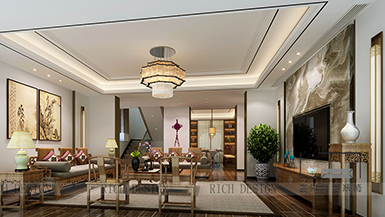 仁山智水現(xiàn)代中式300平別墅裝飾